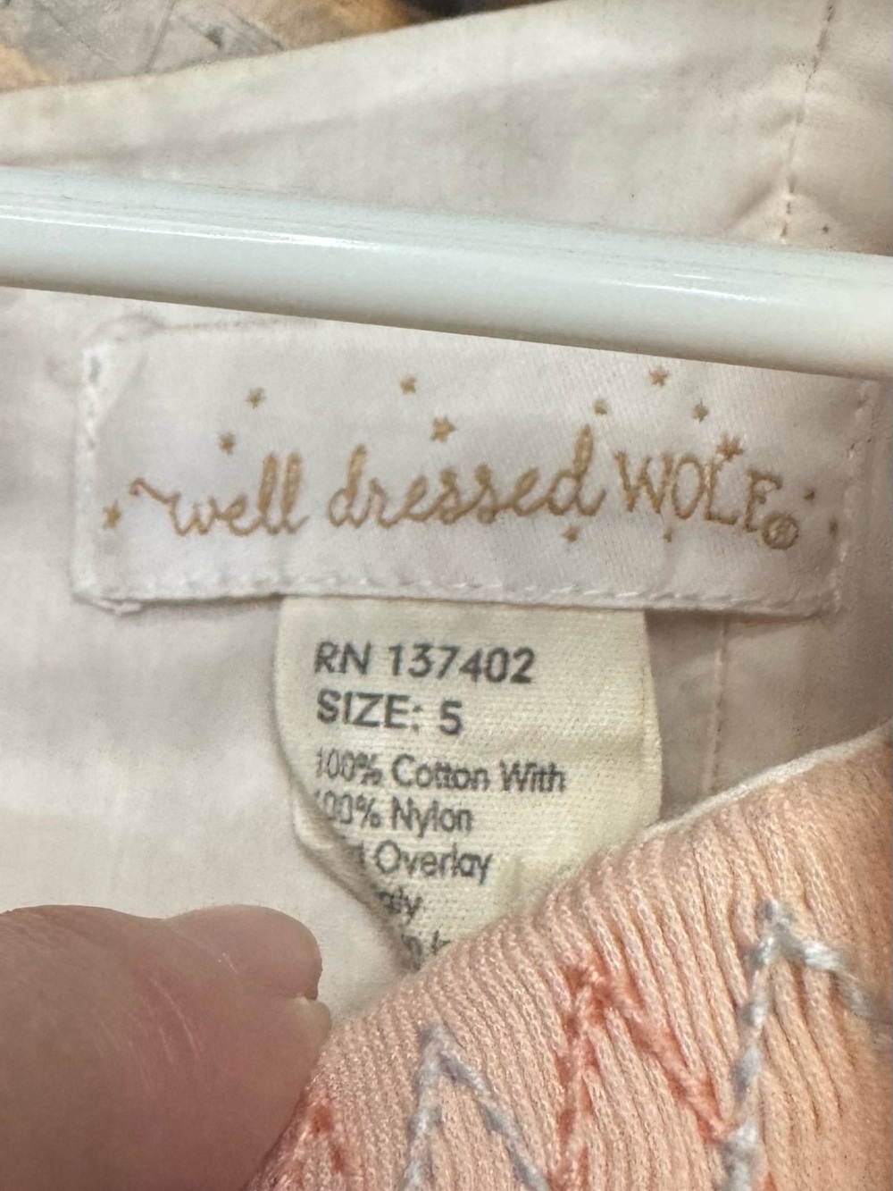 NWOT Girls Well Dressed Wolf peached smocked flutter dress Size 5 - Picture 7 of 8
